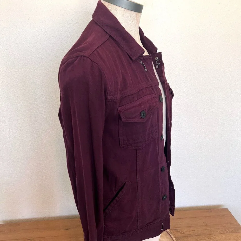 Paige Jacket - Scout Denim - Dark Burgundy - Trucker - Size Small - Picture 4 of 13